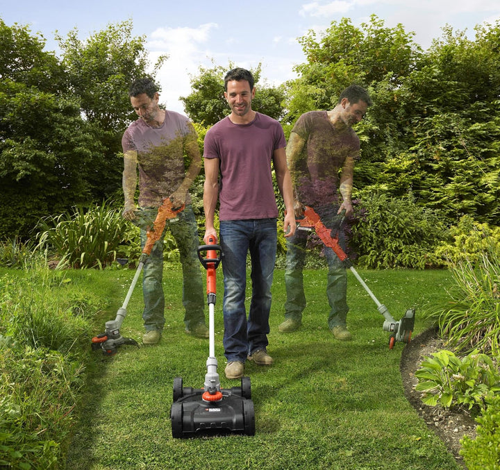 Black+Decker 3-in-1 Multi-Trimmer-Set (18V 2,0Ah, Kantenschneider, Rasentrimmer mit Rasenmäheraufsat