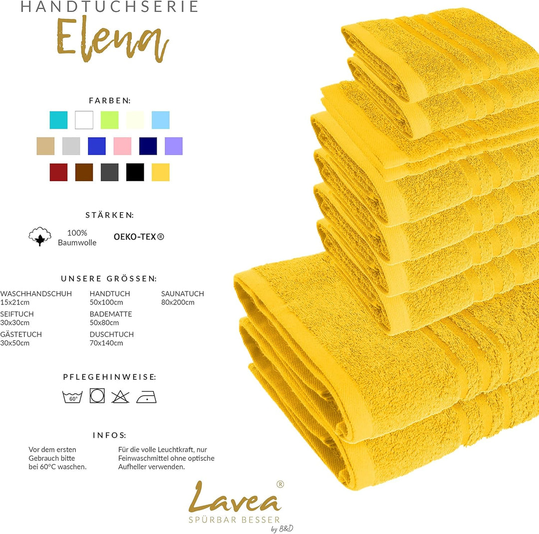 Lavea® Saunatuch 80x200 cm – Hochwertiges, Saugstarkes Saunatuch aus 100% Baumwolle, Frottierserie E