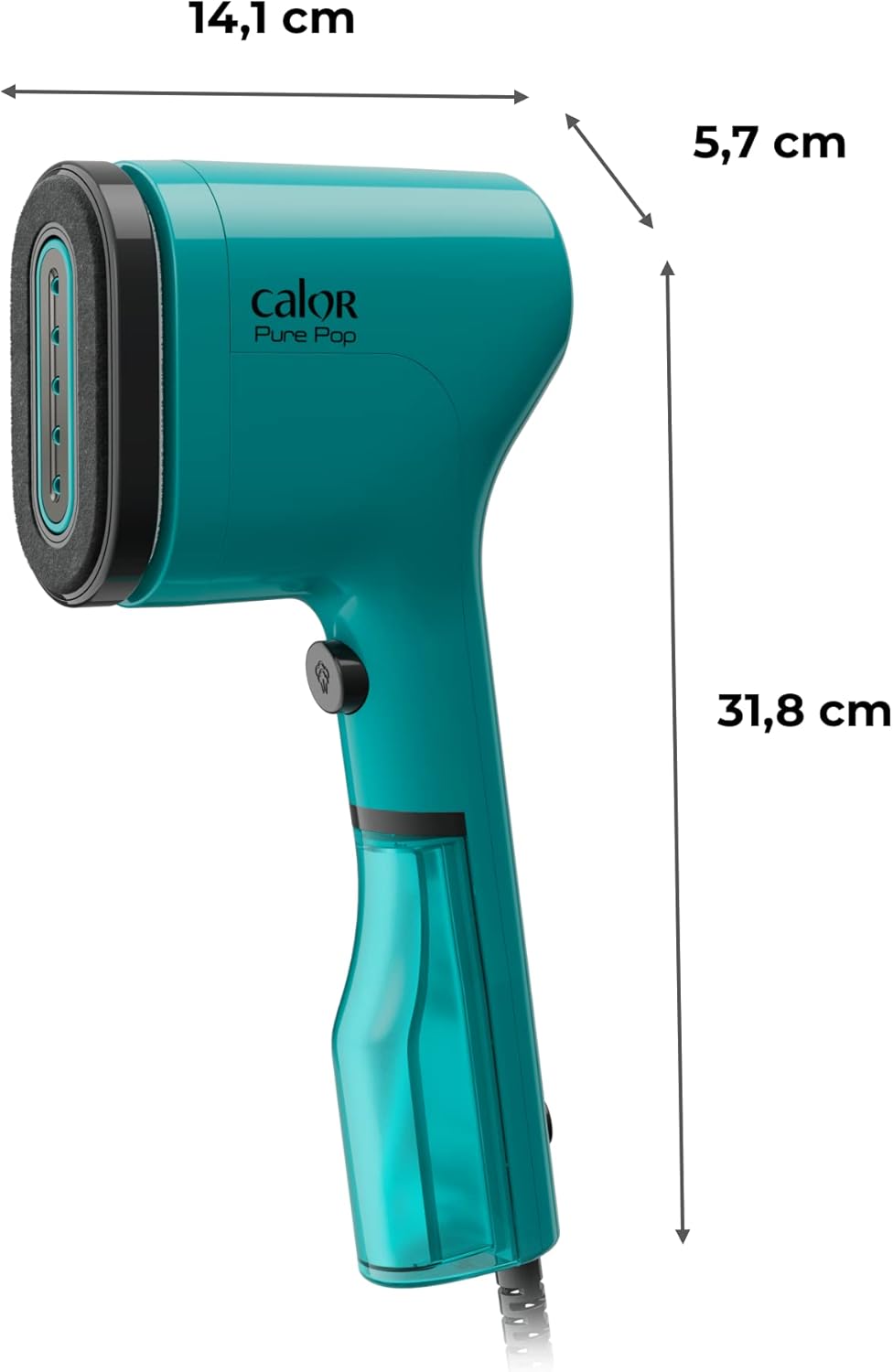 Calor Pure Pop Reise-Dampfglätter, 1300 W, 20 g/min, bereit in 15 Sekunden, Laufzeit 4 Minuten (70 m