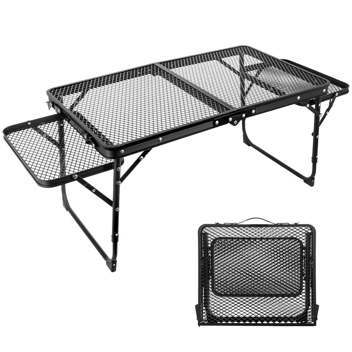 Faltbarer Campingtisch aus Aluminiumlegierung für Outdoor, Leichter Picknicktisch mit Schubladen & D