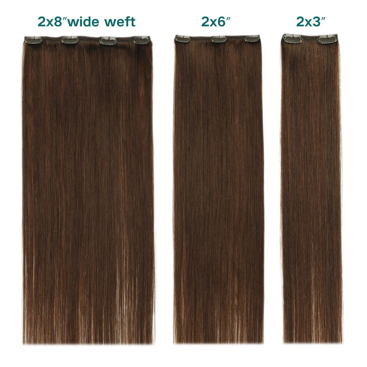 SURNEL Clip in Echthaar Extensions 50cm 6pcs Mittelbraun Haarverlängerung Clips in Echthaar Extensio
