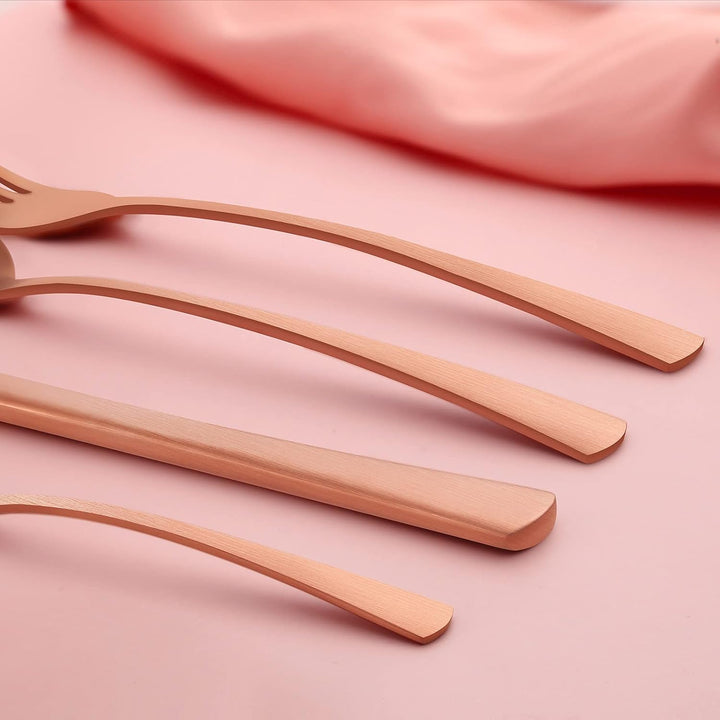 Bestdin Besteck Set 6 Personen, 24 teilig Edelstahl Besteckset Roségold Matt Essbesteck Set mit Mess