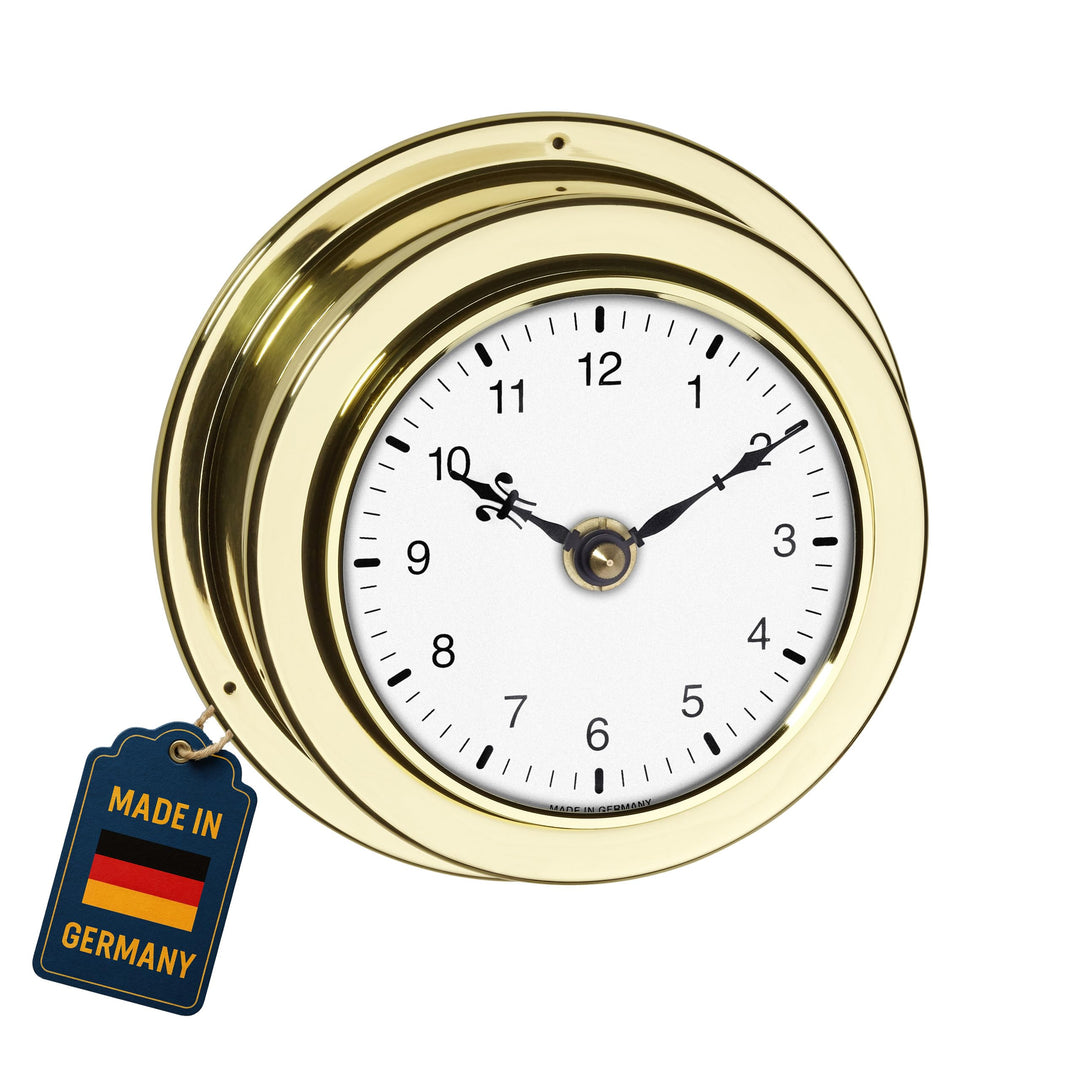 TFA Dostmann Maritim Analoge Wanduhr, 98.1021, aus Messing, maritimes Design, L 140 x B 56 x H 140 m