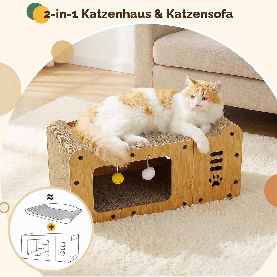 Gimars XXL 59.5cm Kratzbrett Katzenhaus aus Pappe für Katzen, für Wohnungskatzen zum Kratzen und als