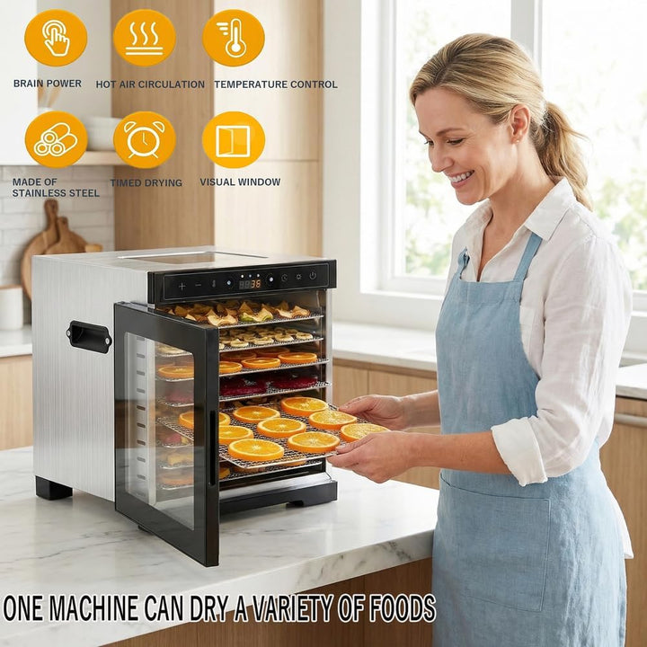 400w Dörrgerät 6 Edelstahl-Einschübe 3.62ft² Dörrfläche digitaler Timer Temperaturregelung 86℉-194℉
