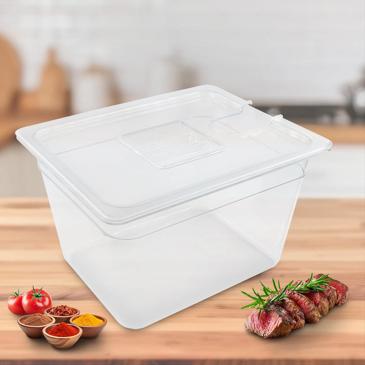 Heidenfeld SVS11 Sous Vide Garer Behälter - Extra gross 32.0 x 26.5 x 20.0 cm - Deckel - Rack - Behä