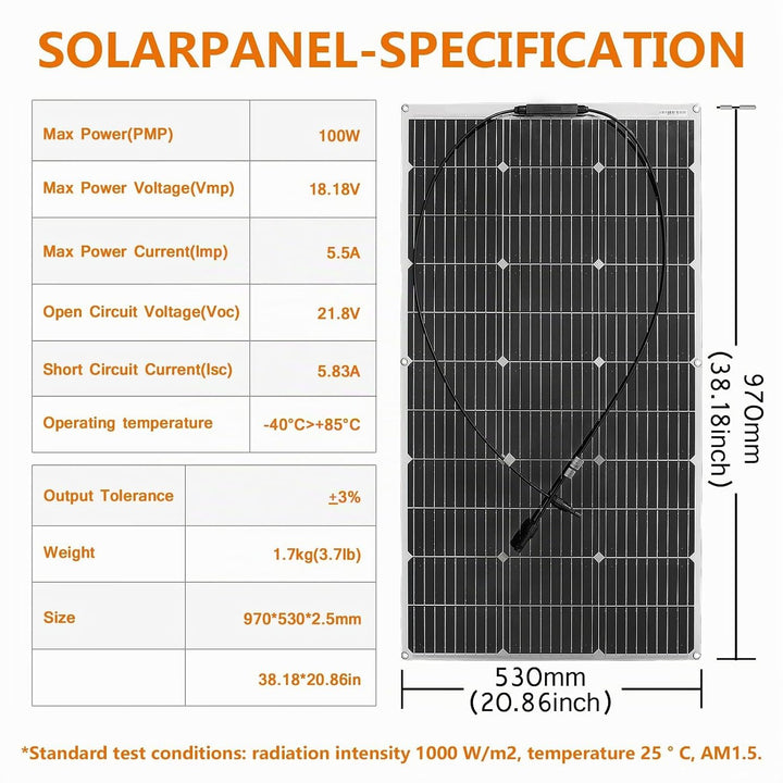 400W 12V Flexibel Solarpanel 4x100W 18V Monokristalline Photovoltaik Solarmodule für Batterien, Wohn