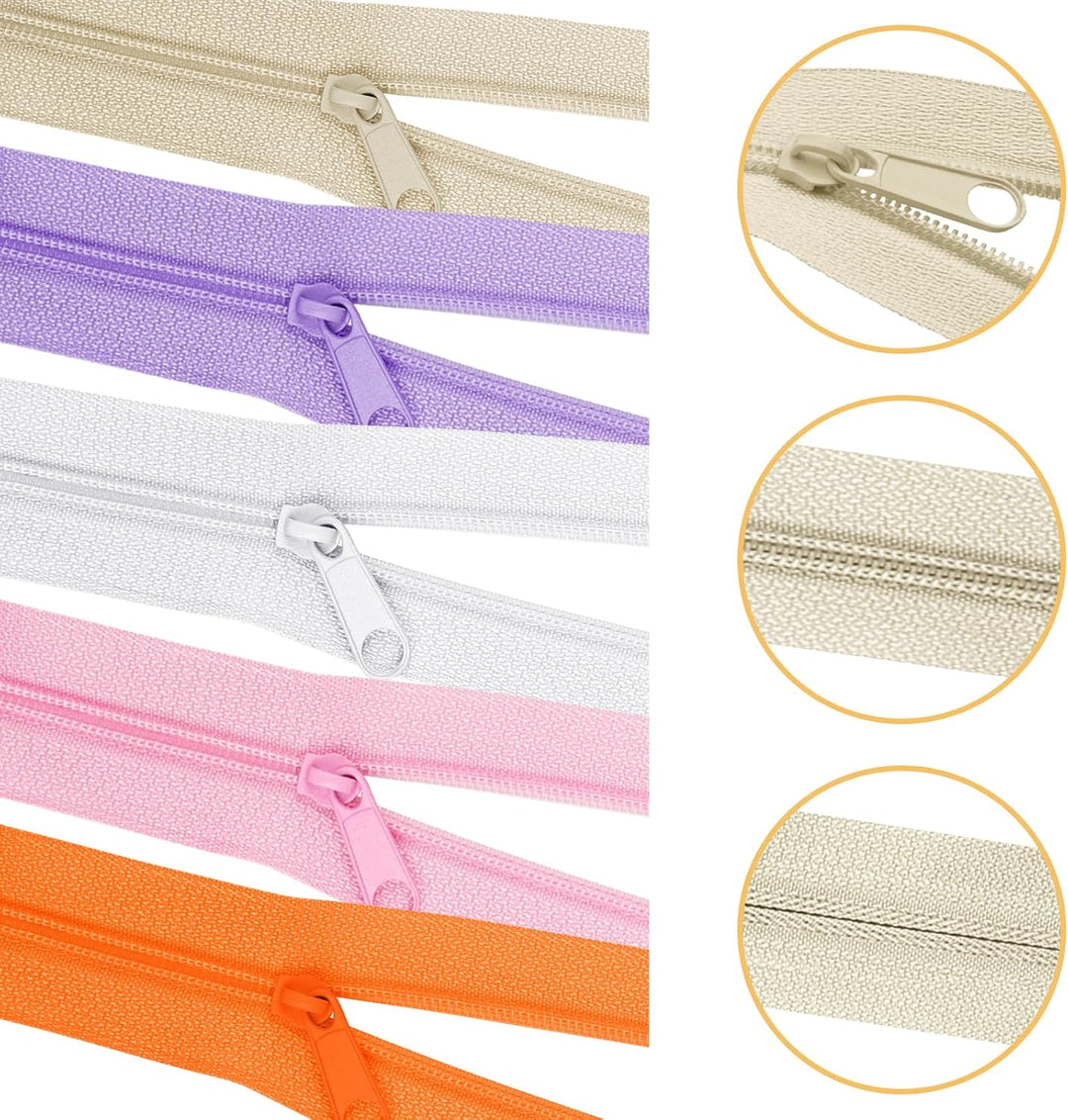 62 Yards/ 56 m Reissverschlüsse Nylon Endlos Reissverschluss Set mit Schieber und Reissverschluss zu