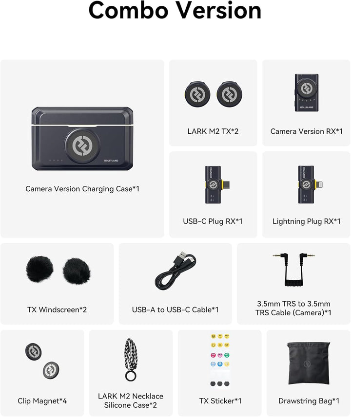 Hollyland Lark M2 Wireless Lavalier Mikrofon (2TX+3RX) für Kamera, iPhone, Android, PC, 48kHz/24 bit
