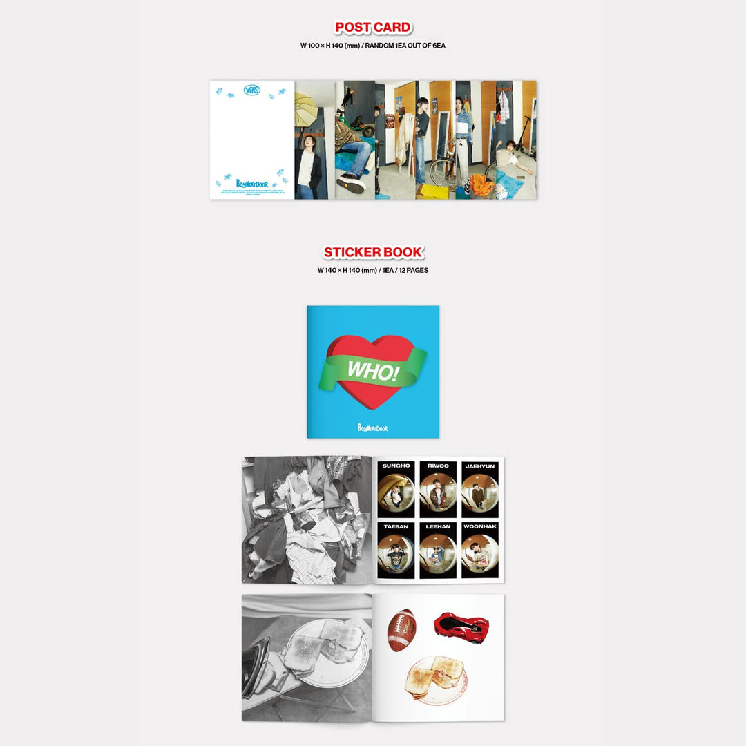BOYNEXTDOOR - 1ST SINGLE ALBUM [WHO!] (CRUNCH Ver.) Out Box + Photo Book + CD-R + Photocard + Postca