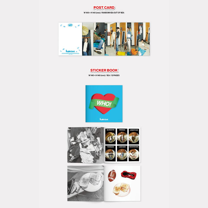 BOYNEXTDOOR - 1ST SINGLE ALBUM [WHO!] (CRUNCH Ver.) Out Box + Photo Book + CD-R + Photocard + Postca