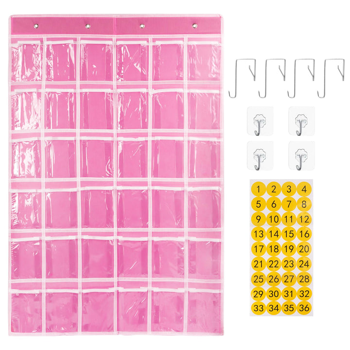 36 klare Taschen Klassenzimmer Tasche Chart Organizer, Taschendiagramm für Handy-Rechnerhalter, Häng
