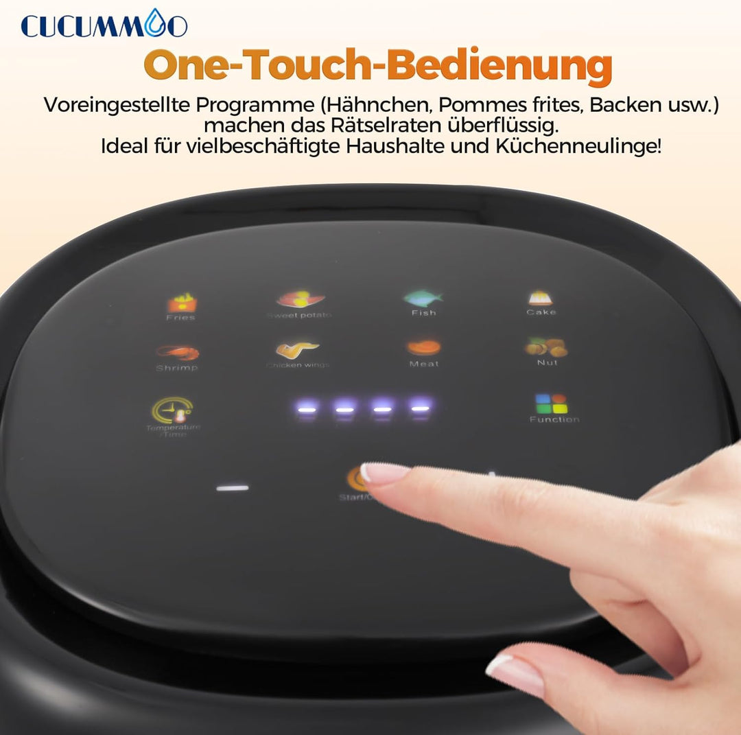Heissluftfritteuse/Air Fryer, 3.3L Smart Airfryer mit Full Touch Screen & Sichtfenster, Garen und Ba