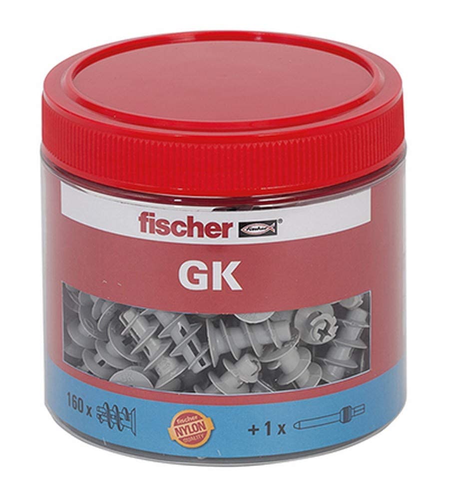 fischer Gipskartondübel GK Dose, starker Gipskarton-Dübel, selbstschneidendes Gewinde, einfache Mont