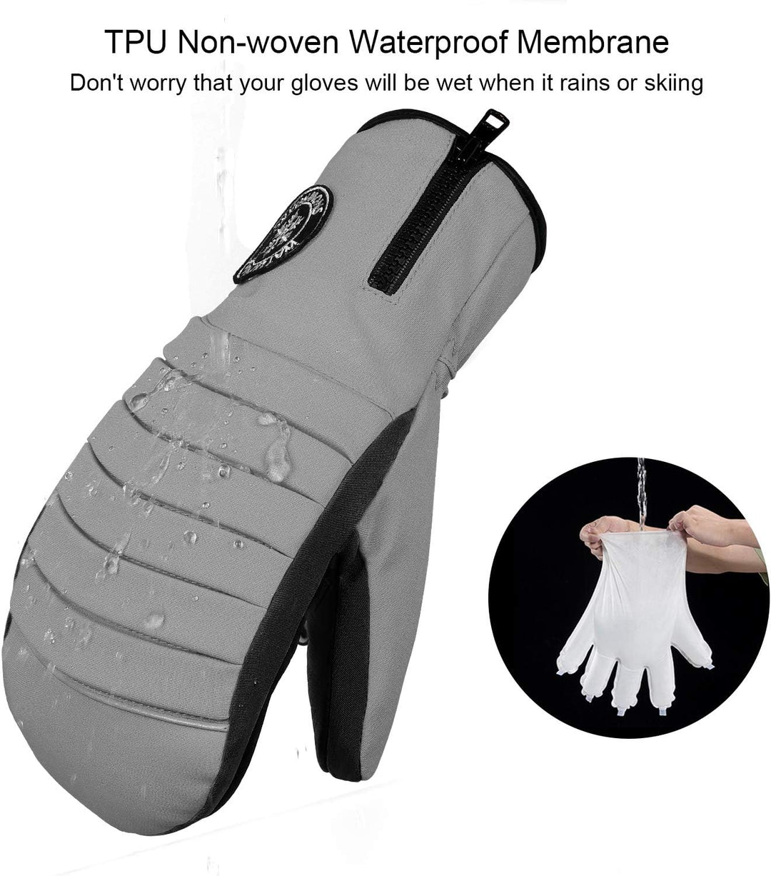 KUTOOK Skihandschuhe Ziegenleder Fäustlinge Wasserdicht Warm Winter Snowboard Handschuhe Winddicht W