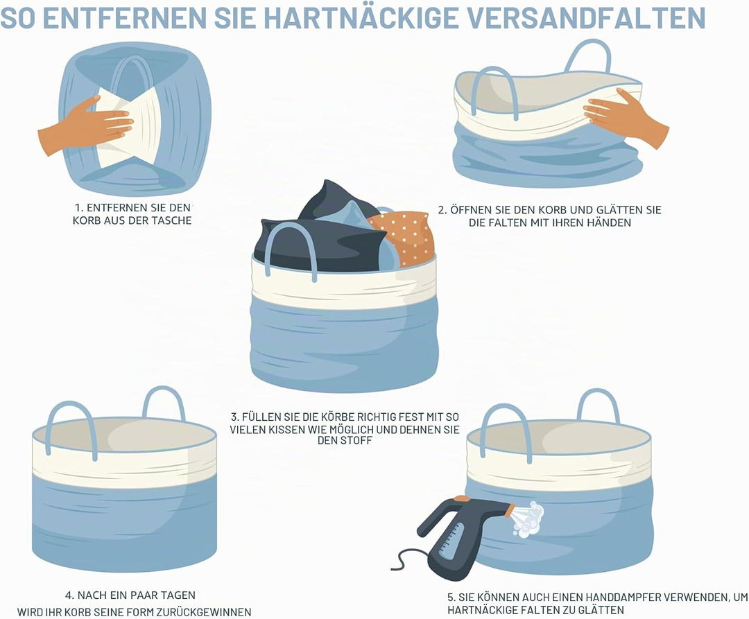 OrganiHaus Korb Geflochten Rund, Wäschekorb Geflochten, Korb Aufbewahrung Gross, Aufbewahrungskorb K