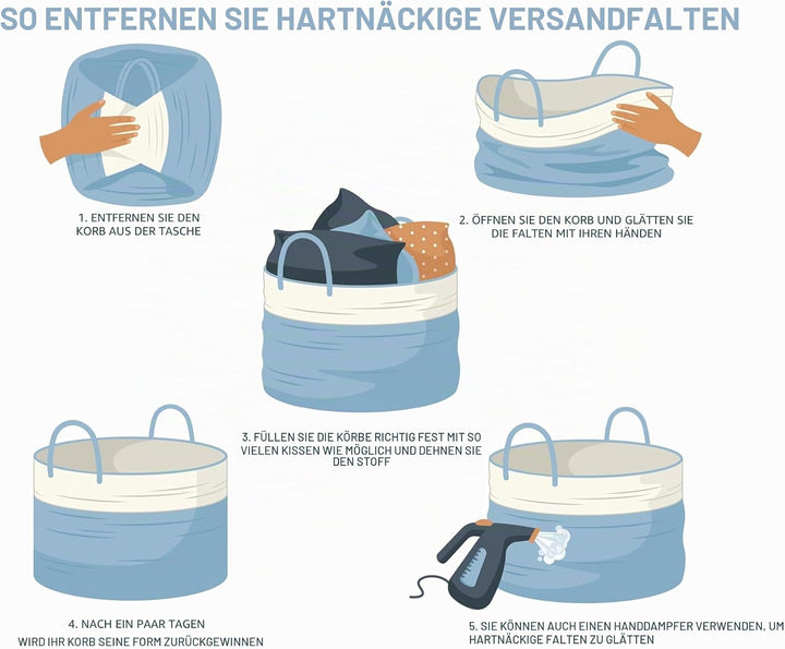 OrganiHaus Korb Geflochten Rund, Wäschekorb Geflochten, Korb Aufbewahrung Gross, Aufbewahrungskorb K