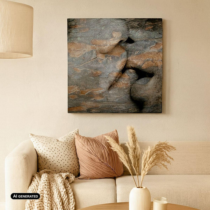 Bilder auf Leinwand Frau Mann Kuss Abstraktion Leinwandbild 60x60cm Wandbilder Dekoration Wohnzimmer
