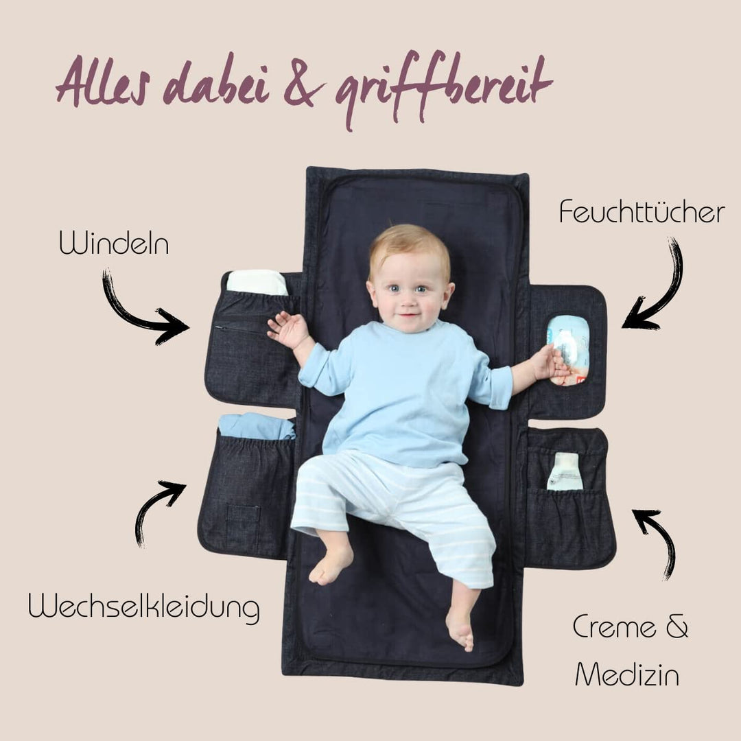 Hoppediz Wickelmax, die Wickelunterlage für unterwegs, Darwin black Darwin black Onesize, Darwin bla