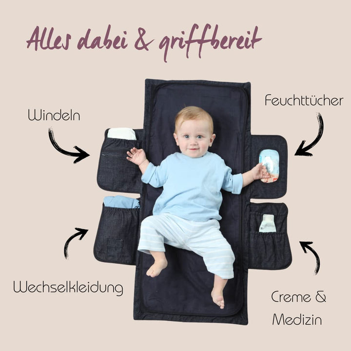 Hoppediz Wickelmax, die Wickelunterlage für unterwegs, Darwin black Darwin black Onesize, Darwin bla