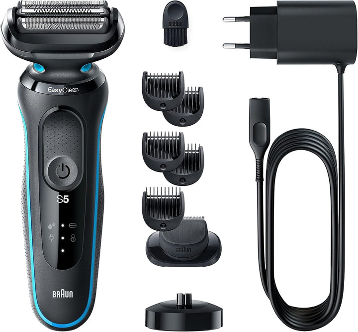 Braun Series 5 Elektrorasierer mit EasyClick Barttrimmer Aufsatz, Rasierer Herren Elektrisch Ladesta