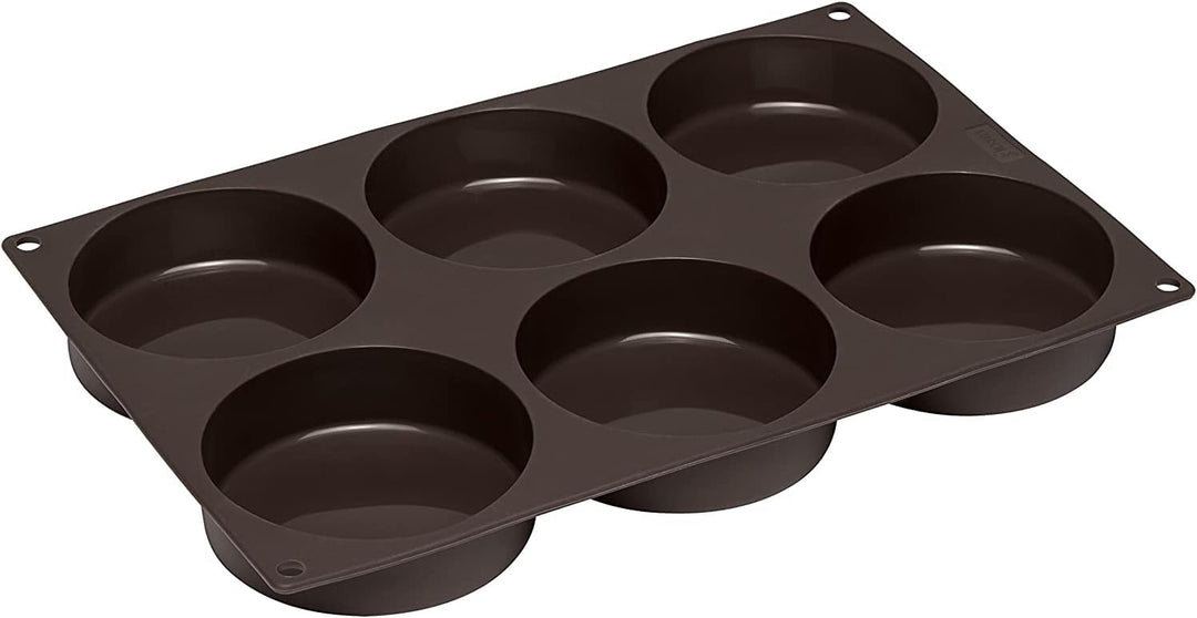 Lurch 85081 FlexiForm Burger Buns / Backform aus Silikon für 10 cm Pattys, 6-Fach, Braun 33,4 cm x 2
