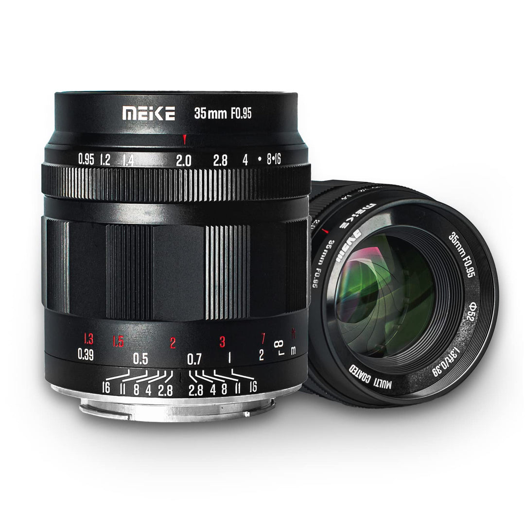Meike 35 mm f0.95 grosser manueller Fokus Prime Festobjektiv APS-C kompatibel mit Panasonic Lumix Ol