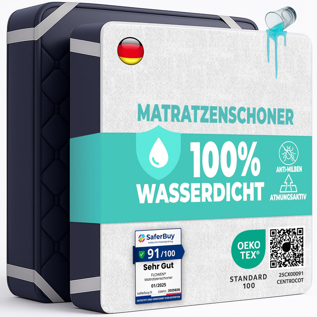 Matratzenschoner 90 x 200 cm Wasserdichte 2 Stk. Matratzenauflage aus Baumwolle Nässeschutz Inkontin