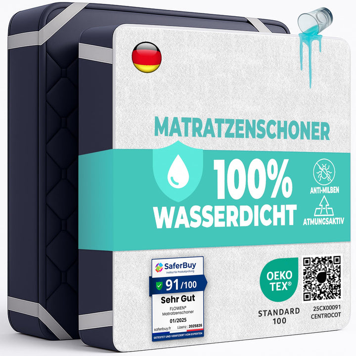 Matratzenschoner 90 x 200 cm Wasserdichte 2 Stk. Matratzenauflage aus Baumwolle Nässeschutz Inkontin