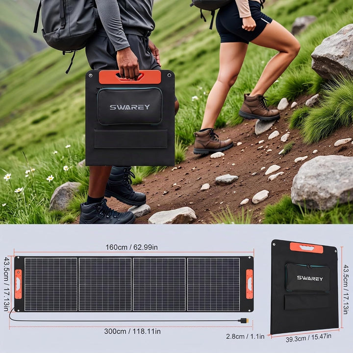 100W Faltbarer Solarpanel, Tragbares Monokristalliner Solarmodul mit Schnellladefunktion USB-C PD 60
