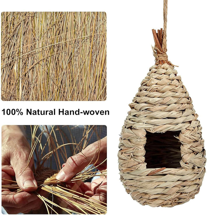 2 Stück Gras Bird Nest, Handgewebte Vogelhäuser, Verschleissfest Hängender Vogelnest, für Wellensitt