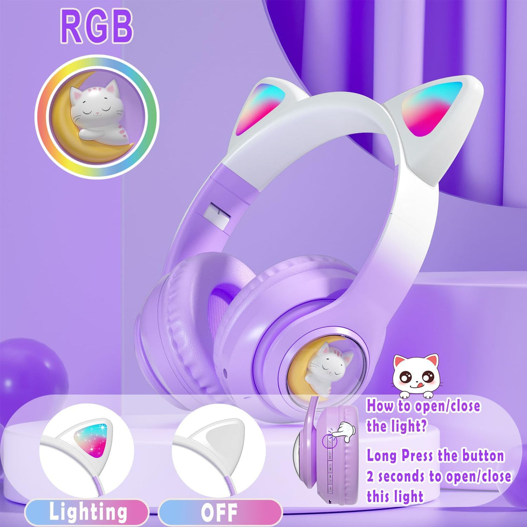 Kopfhörer Kinder Kinderkopfhörer, Kinderkopfhörer Bluetooth 5.3, Faltbare Kopfhörer Over Ear mit LED
