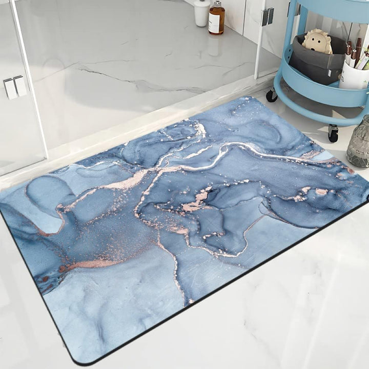 Tobil Badematte rutschfest saugfähig Badvorleger Badezimmerteppich Blau-012 40x60-50x80 (50x80cm), 5