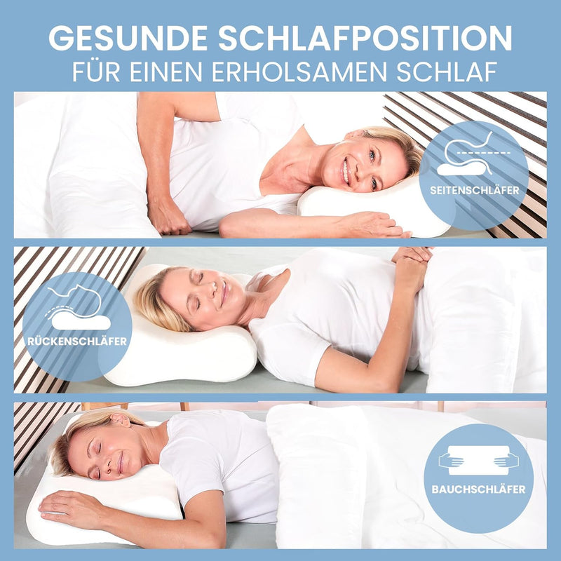 maxVitalis 2er-Set Nackenstützkissen 4-fache Höhenanpassung orthopädisches, ergonomisches Kopfkissen