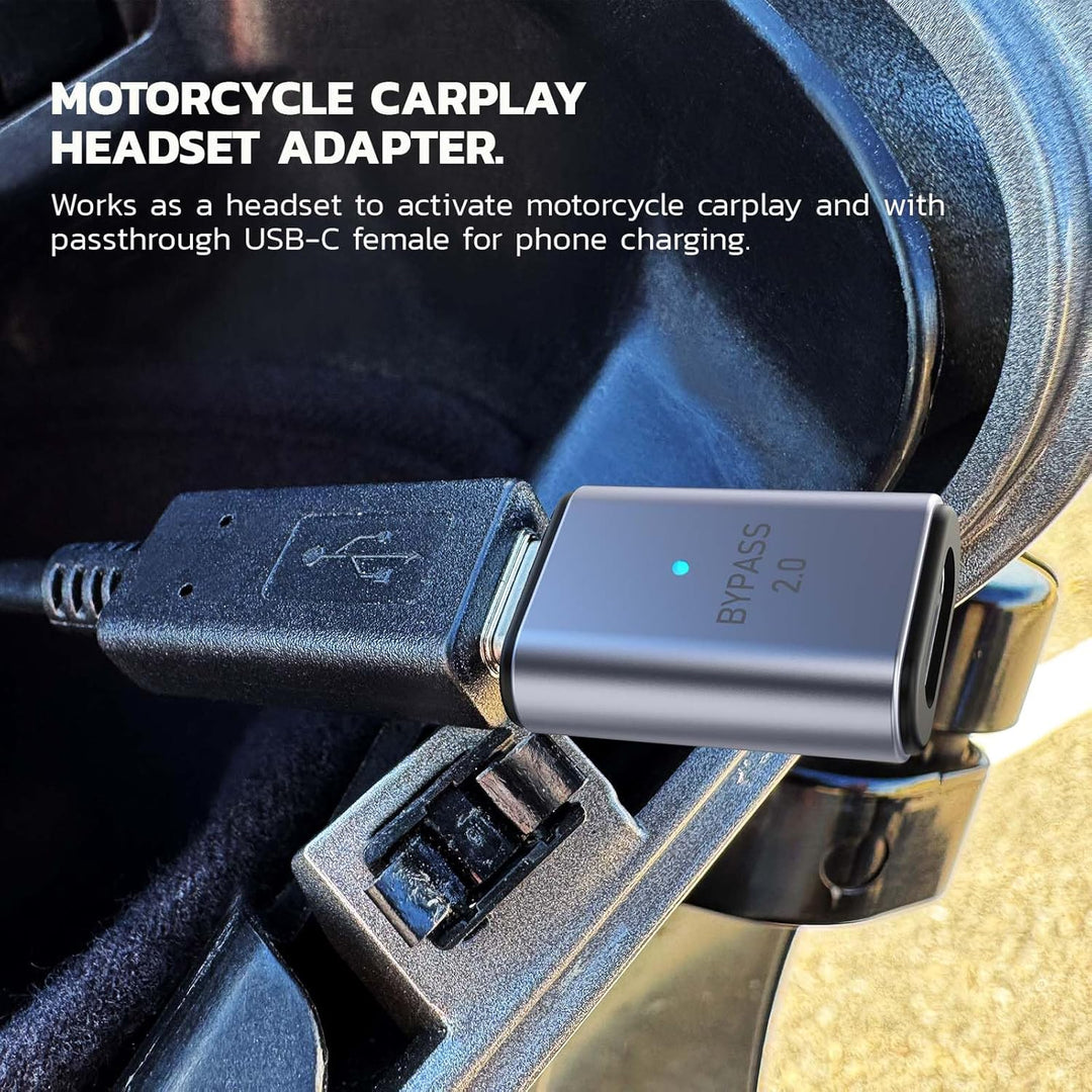 MaedHawk Bypass 2.0 Motorrad CarPlay Bluetooth 5.4 Headset Adapter mit Passthrough-USB-C-Ladeanschlu