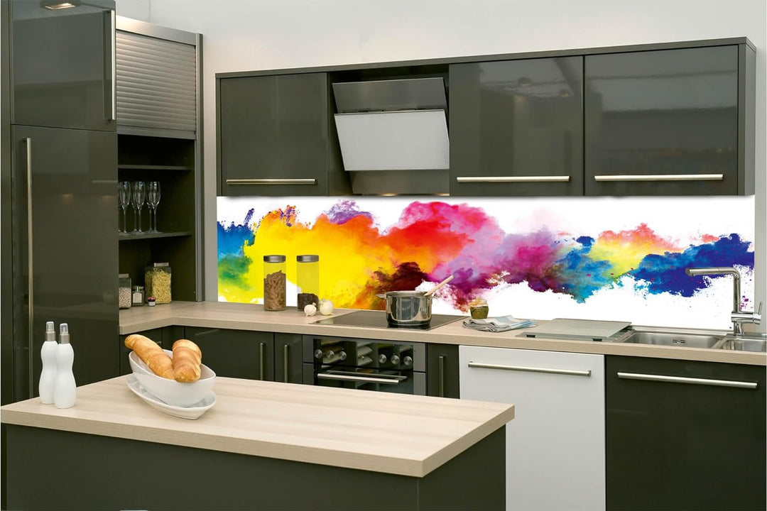DIMEX Küchenrückwand Folie Selbstklebend FARBEXPLOSION 260 x 60 cm | Klebefolie - Dekofolie - Spritz