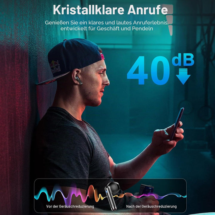 Bluetooth Kopfhörer, In Ear Kopfhörer Kabellos Bluetooth 5.4, Tiefer Bass 6D-Stereo Ear Buds, 50 Std
