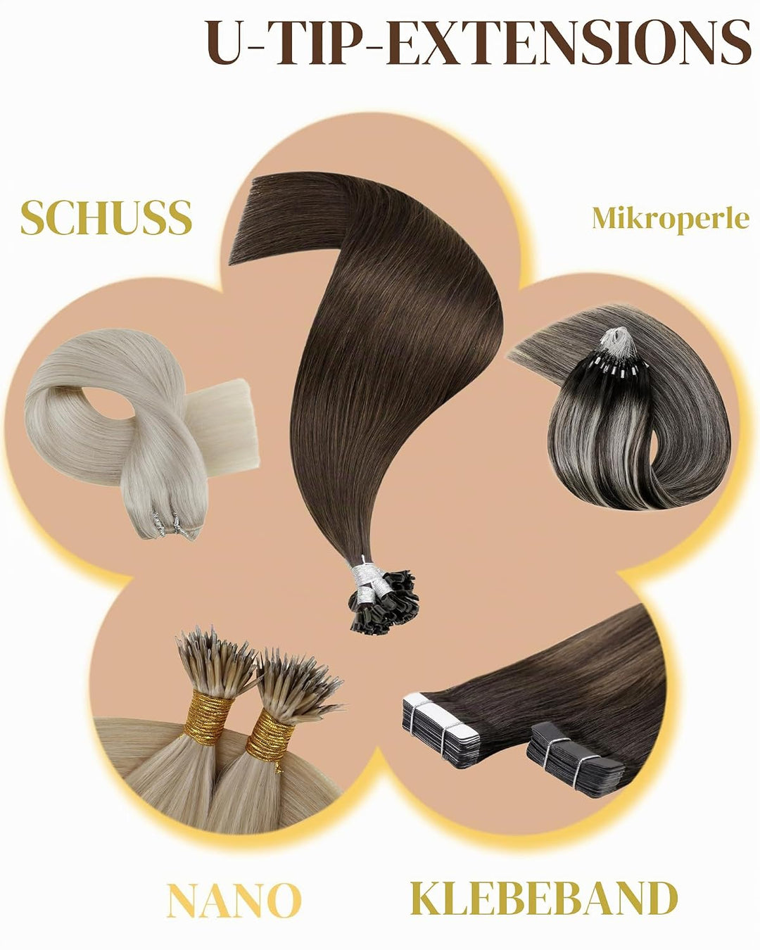 Hetto Echthaar Bondings Extensions Dunkelbraun Keratin Haar Extensions Echthaar Remy Bonding Extensi