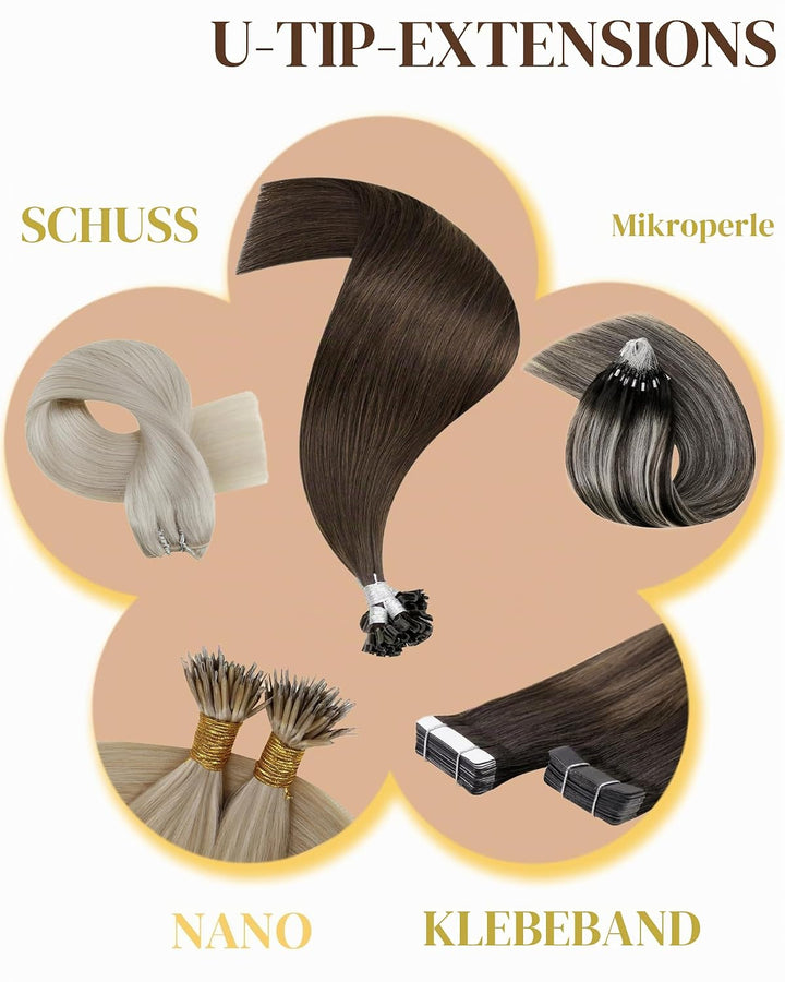 Hetto Echthaar Bondings Extensions Dunkelbraun Keratin Haar Extensions Echthaar Remy Bonding Extensi