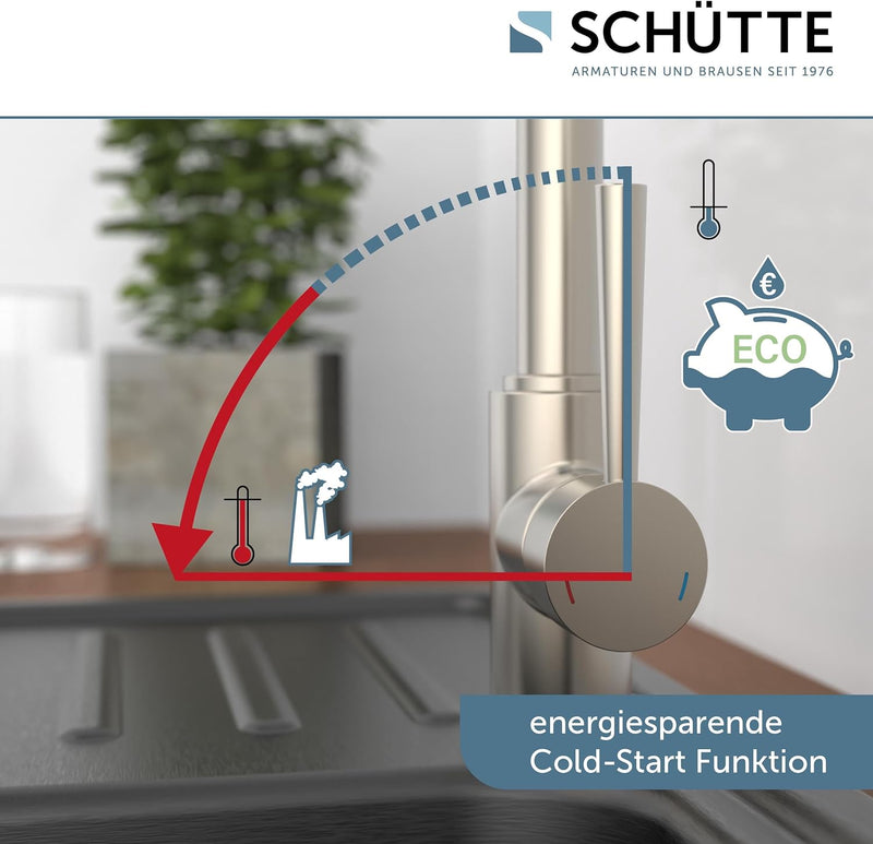 SCHÜTTE 79129 CORNWALL Küchenarmatur Niederdruck, Spültischarmatur mit hohem Auslauf, Einhebelmische