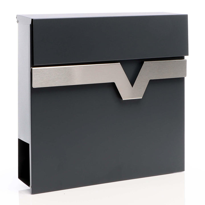 XPOtool Briefkasten V60 Anthrazit und Edelstahl 370 x 105 x 370 mm, Wandbriefkasten mit Schloss, Sof