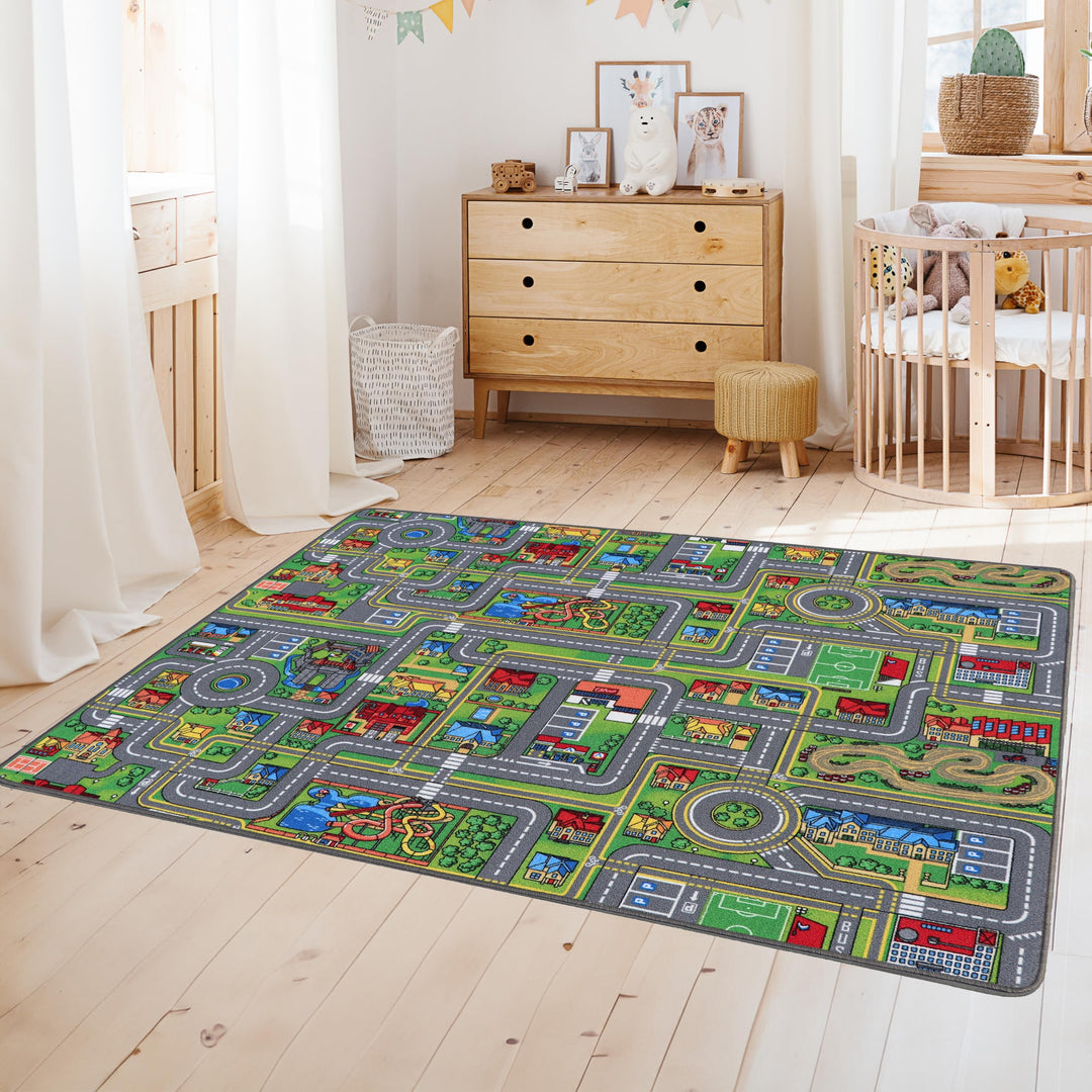 Primaflor Interaktiver Kinderteppich Streets - 160 x 200 cm | Made in Europe | mit Strassenmotiv, Ho