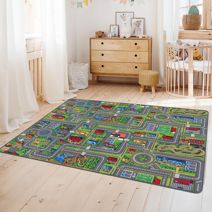Primaflor Interaktiver Kinderteppich Streets - 160 x 200 cm | Made in Europe | mit Strassenmotiv, Ho