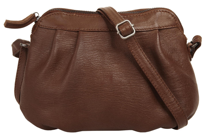 X-ZONE Umhängetasche echt Leder Damen - 020098 Cognac, Cognac