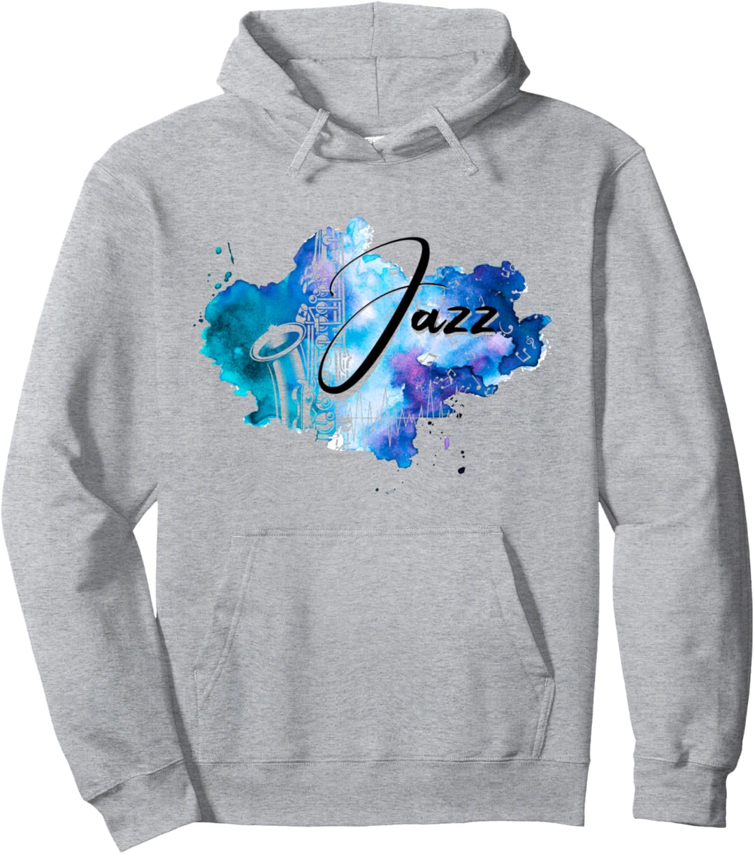 Jazz Blue Musiknoten Saxophon Damen Pullover Hoodie