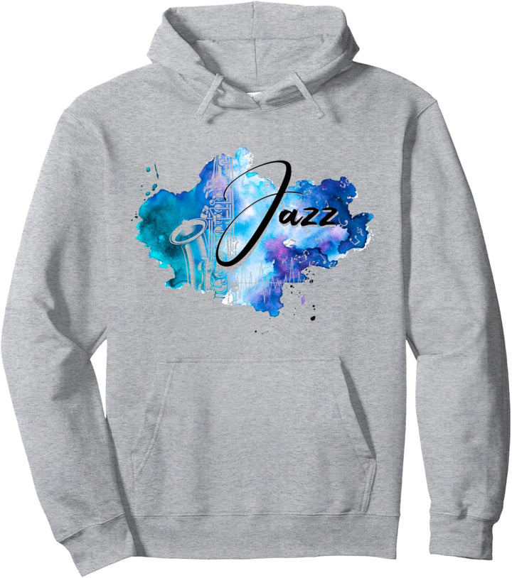 Jazz Blue Musiknoten Saxophon Damen Pullover Hoodie