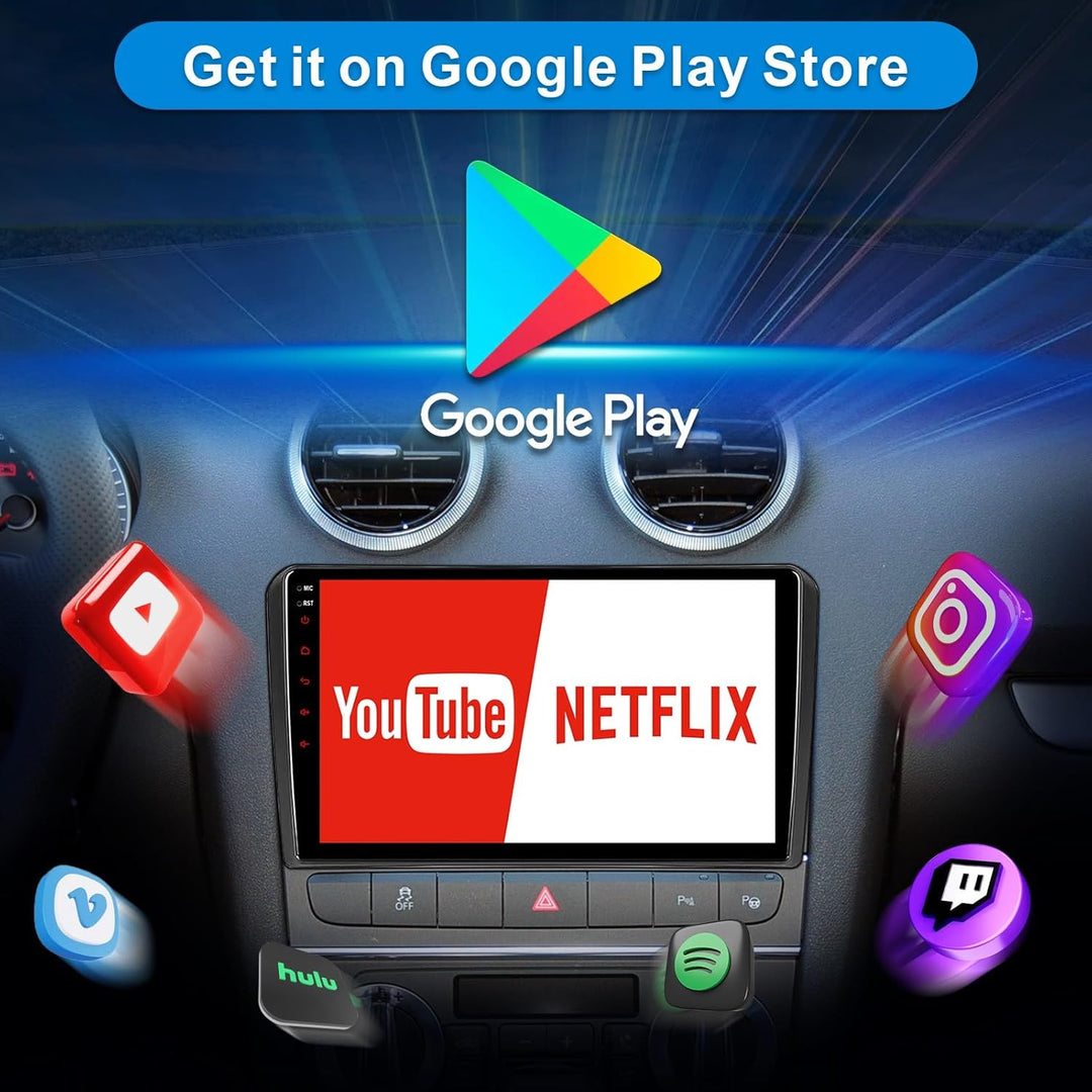 Android Autoradio mit Bildschirm für Audi A3 S3 RS3, 8-Core 4GB+64GB Wireless Android Auto Carplay A