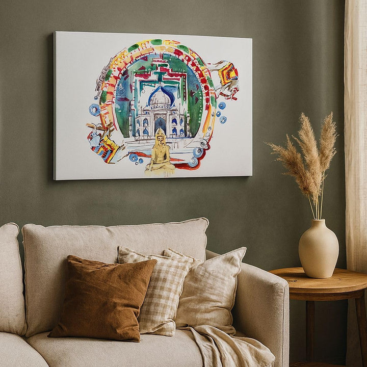 Bilder auf Leinwand Elefanten Indien Religion Kultur Leinwandbild 70x50cm Wandbilder Dekoration Wohn