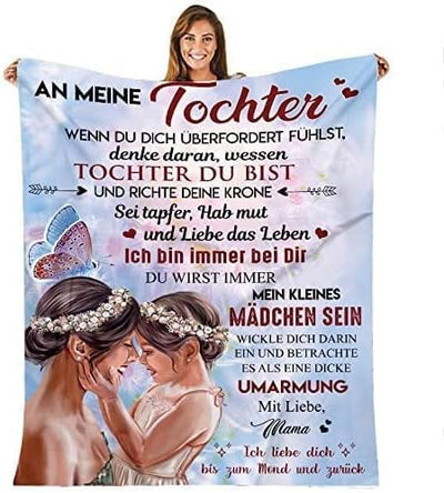Kuscheldecke für Meine Tochter, An Meine Tochter Decke von Mama, Mutter Tochter Decke mit Spruch Deu