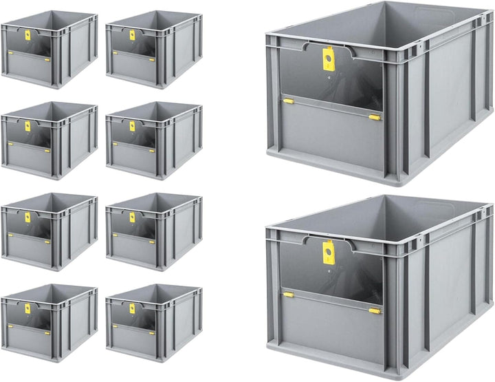 SparSet 10x Eurobox NextGen Insight Cover | HxBxT 32x40x60 | 65 Liter | Hoch/Gelb | Eurobehälter, Tr